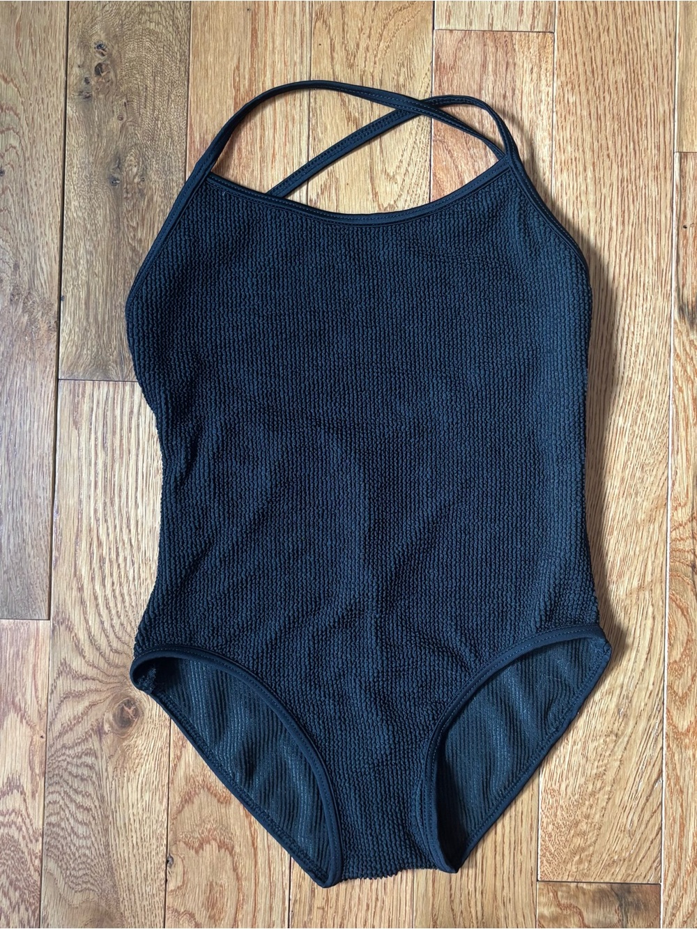Boutique Girls Black Crinkle One Piece Swimsuit | Made in California